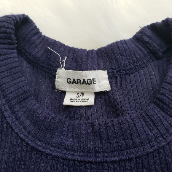 Garage Navy Blue Rib Sport Neck Cropped Tank - Picture 4 of 8